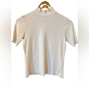 Joie Ribbed Knit Pima Cotton Mock Turtleneck Top